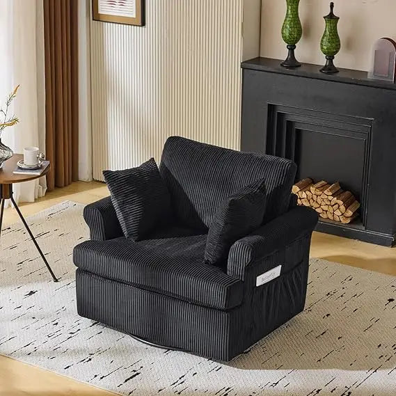 VINGL 39.2 Inch Wide Oversized 360 Degree Swivel Accent Chair