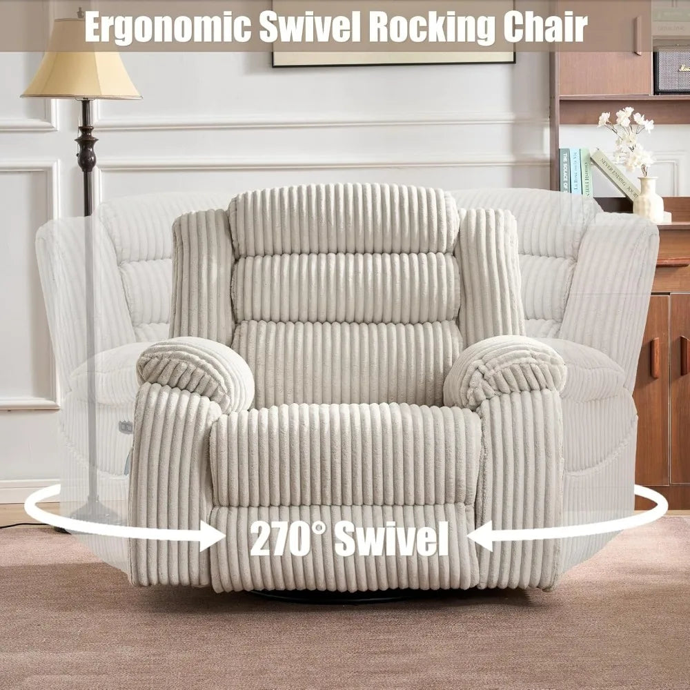 Power Swivel Rocker Recliner Chair with Massage and Heat
