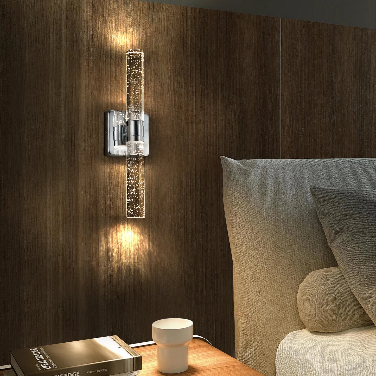 Crystal Wall Lamp 2-Light Modern Chrome Finish with Bubble Design