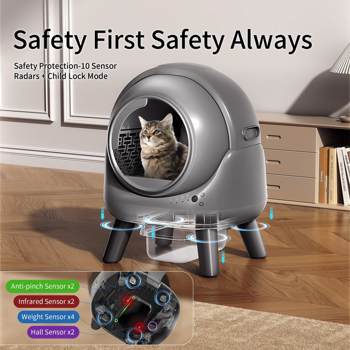 Self Cleaning Automatic Litter Box for Multiple Cats with APP