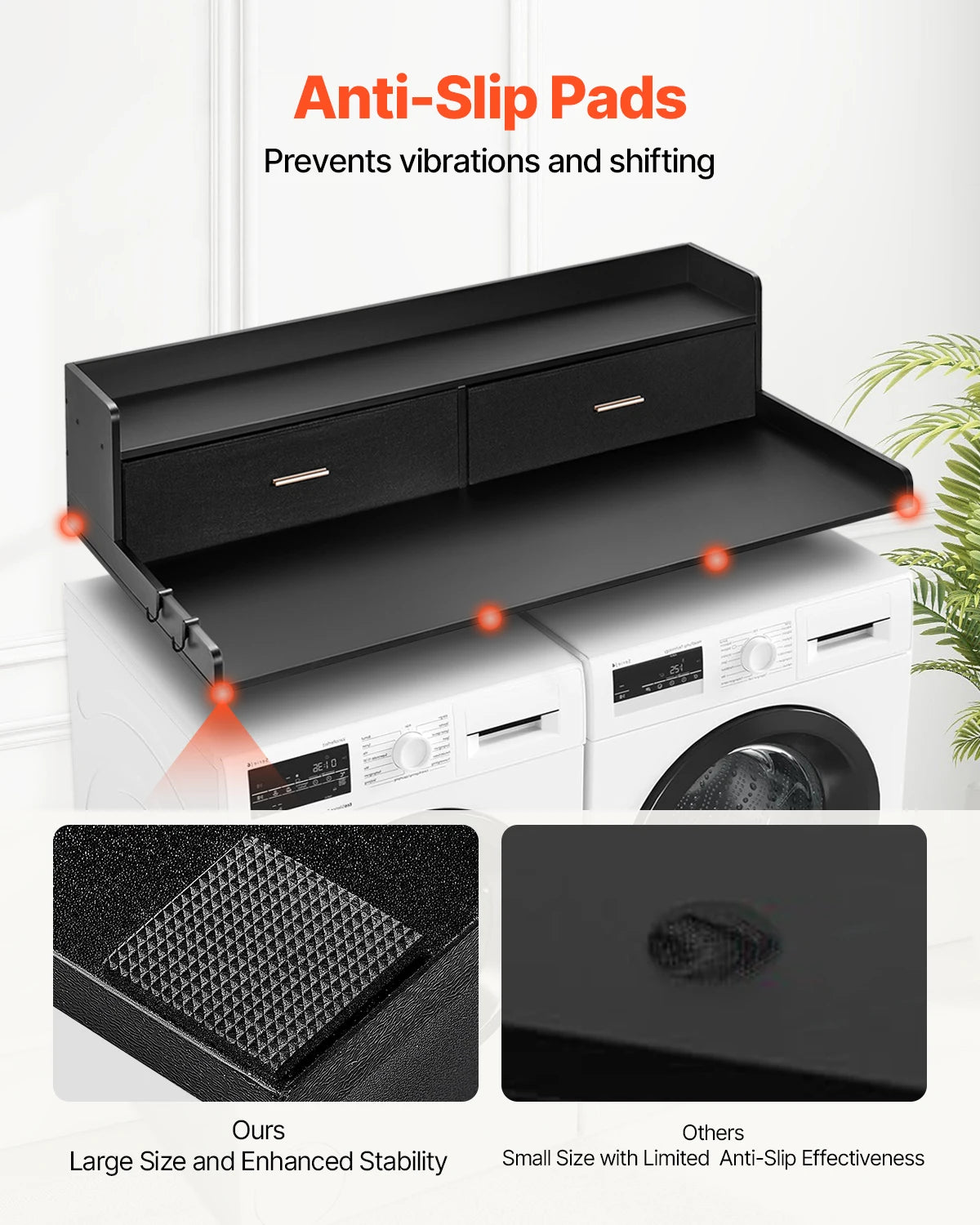 SucceBuy Washer Dryer Countertop with Drawer for Laundry Organization