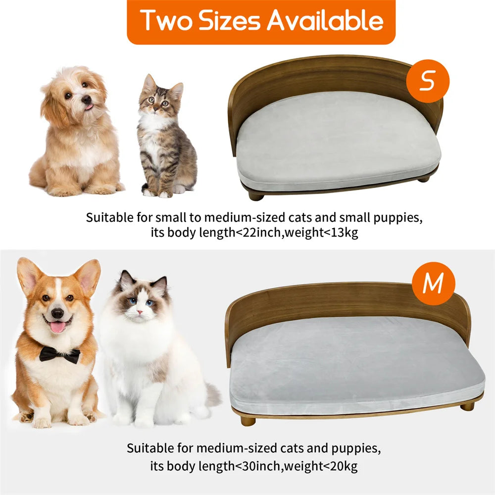 Elevated Dog Bed with Solid Wood Legs and Washable Cover