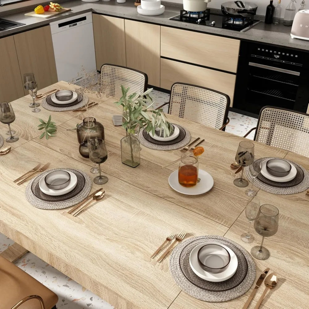 Modern 86.6 Inch Wooden Dining Table for 8-10 People