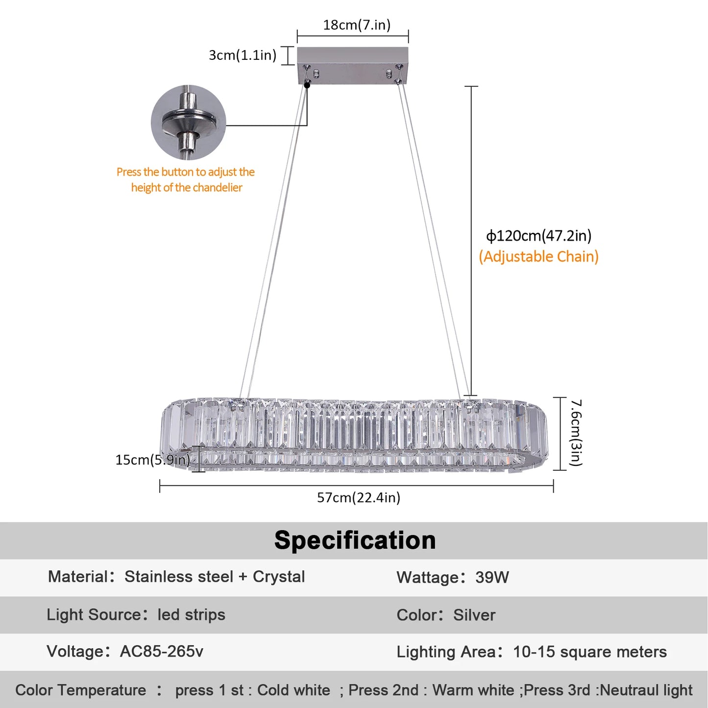 Luxury LED Pendant Light Modern Crystal Chandelier Ceiling Lamp