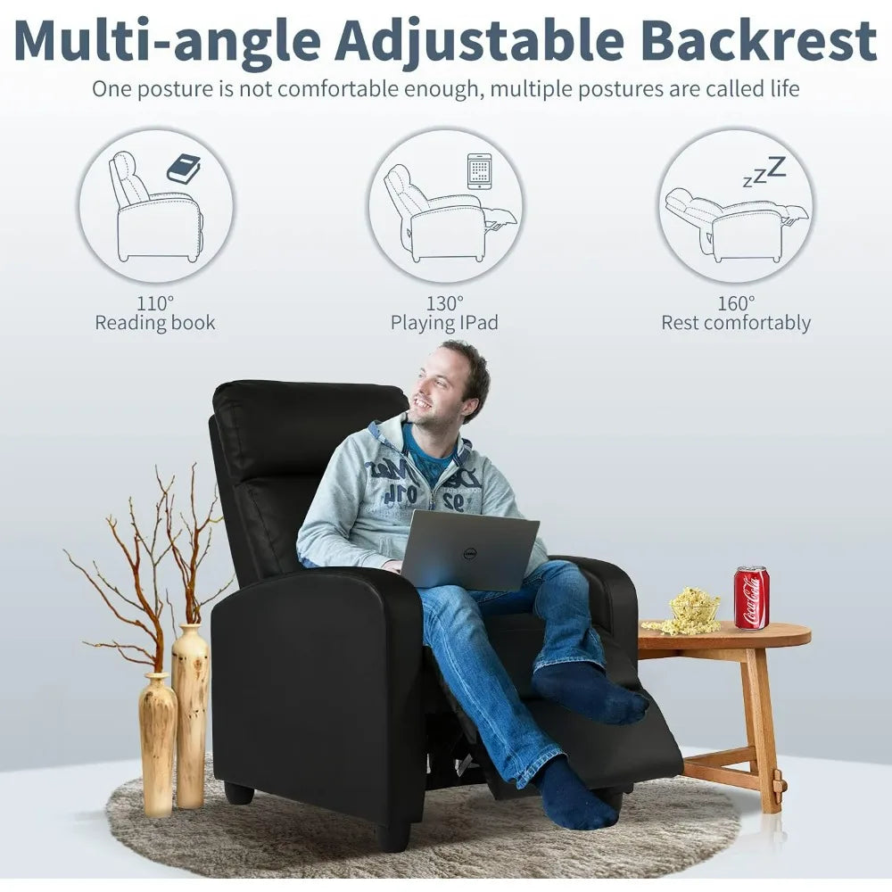Massage Recliner Chair with Footrest Soft PU Leather Black