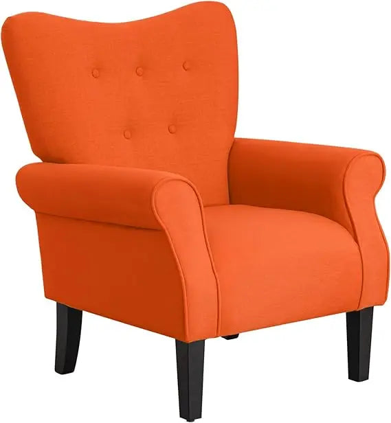 Mid Century Modern Wingback Arm Chair with Wood Legs