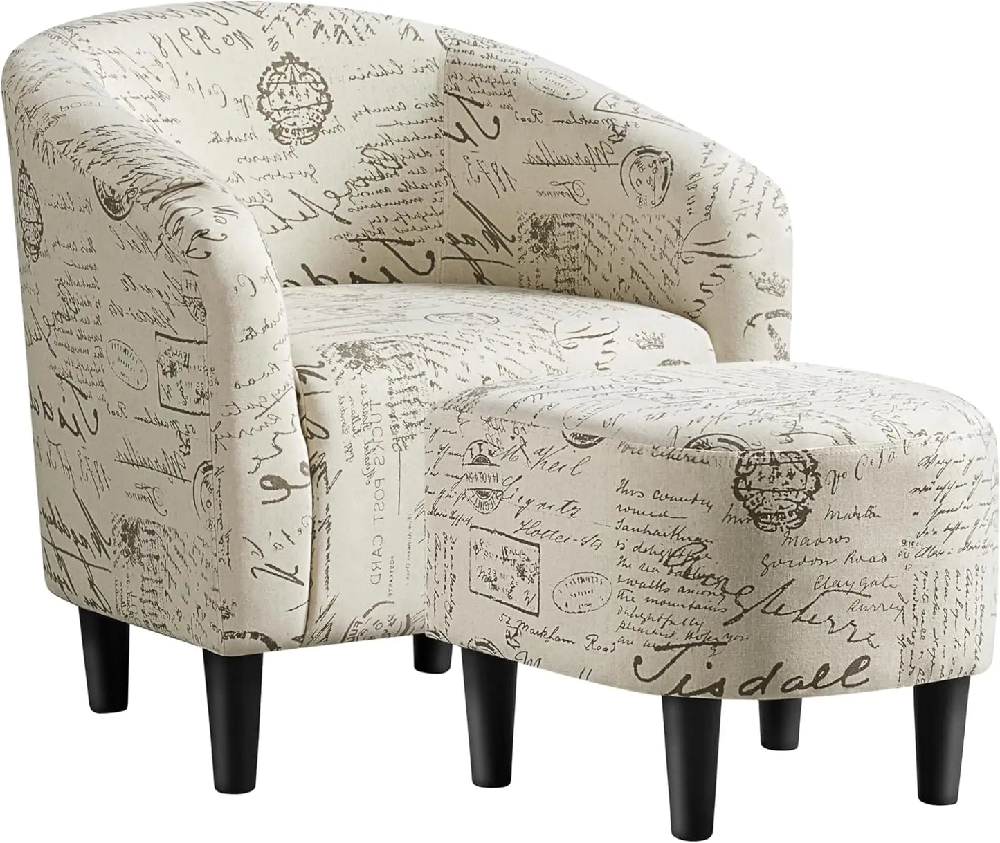 Modern Club Chair with Ottoman Upholstered Accent Armchair