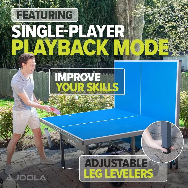 Outdoor Ping Pong Table with Waterproof Net Quick Assembly