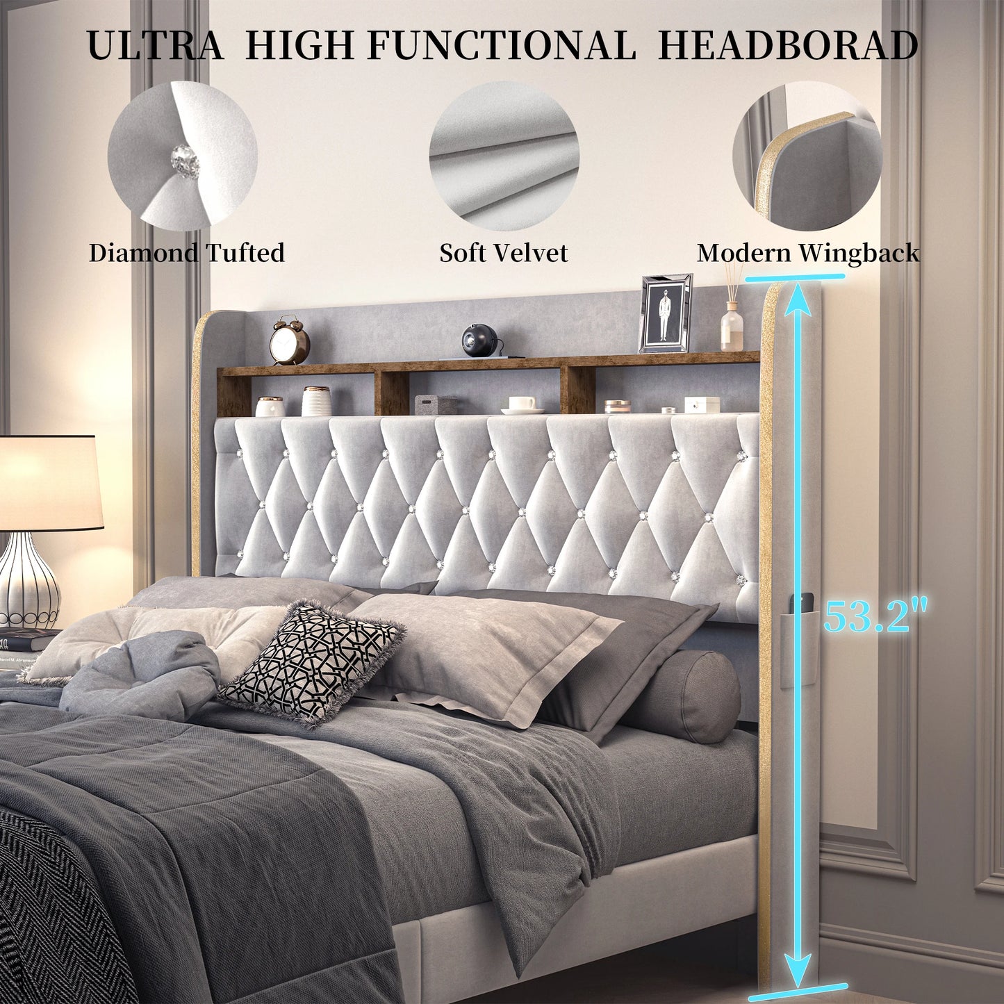 Queen LED Bed Frame with Storage and Star Projector