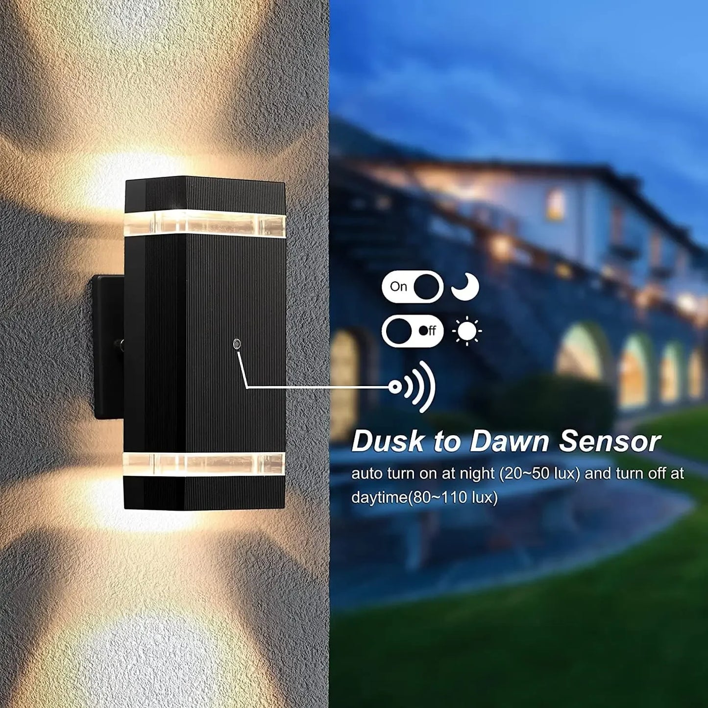 Dusk to Dawn Waterproof Outdoor Wall Light with LED Bulb
