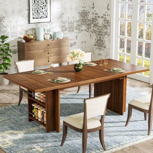 Tribesigns 63 Inch Wooden Dining Table for 6 to 8 with Storage