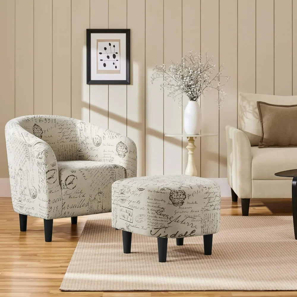 Modern Club Chair with Ottoman Upholstered Accent Armchair