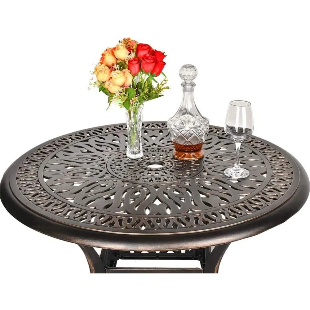 3 Piece Outdoor Bistro Set with Swivel Chairs and Table
