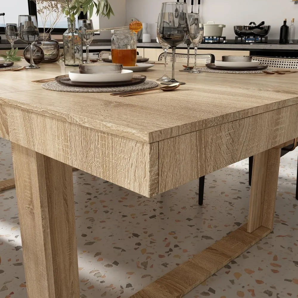 Modern 86.6 Inch Wooden Dining Table for 8-10 People