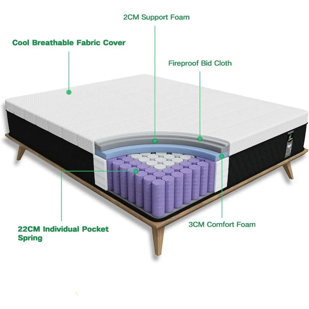 10 Inch Hybrid Mattress in a Box Medium Firm Back Pain Relief
