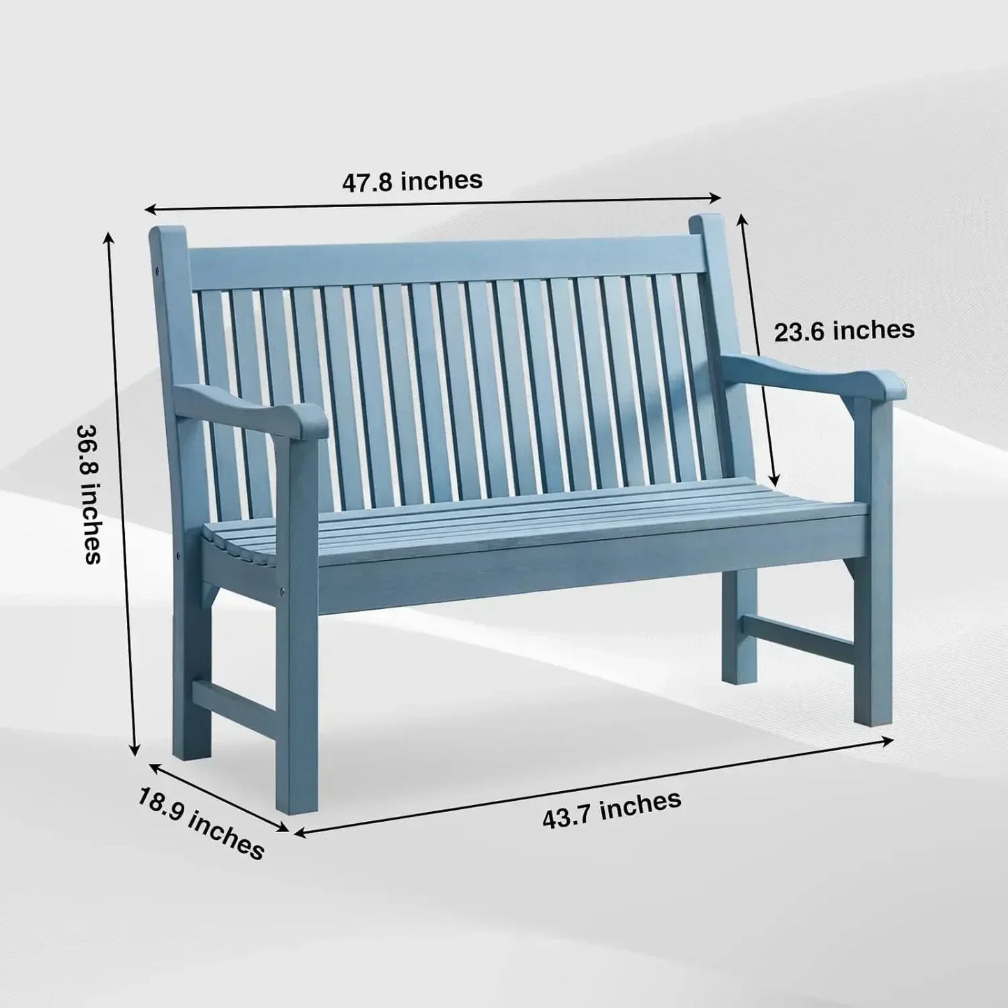 Blue 2-Person All-Weather Garden Bench for Patio and Park