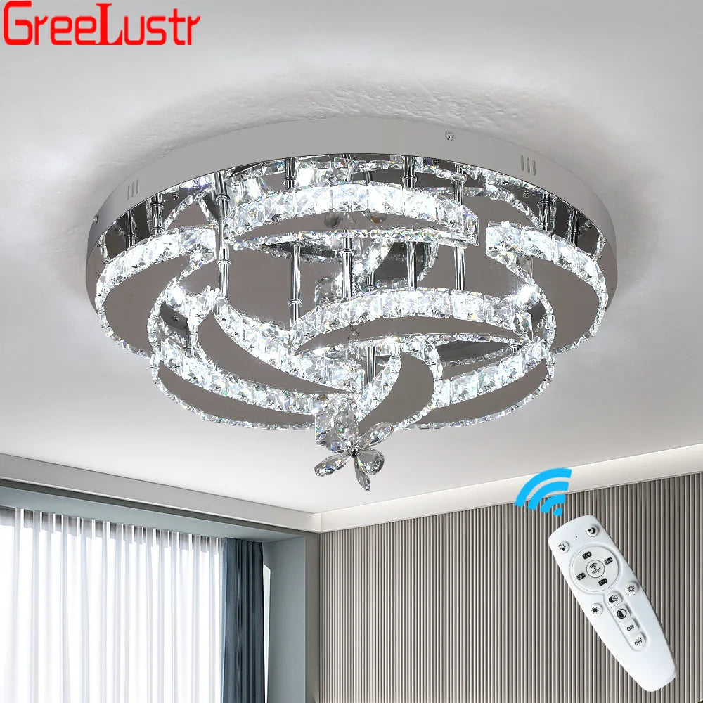 Modern Crystal Drop Chandelier LED Ceiling Lamp for Home Decor