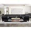 U Shaped Velvet Chesterfield Sofa 9 Seater with Rolled Armrest