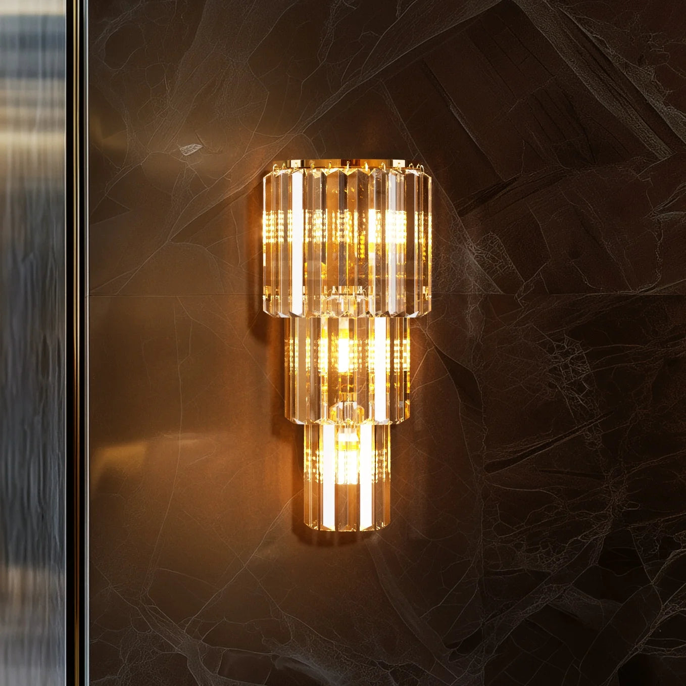 LUVODI Modern Crystal Wall Sconce Light with E14 LED Bulbs