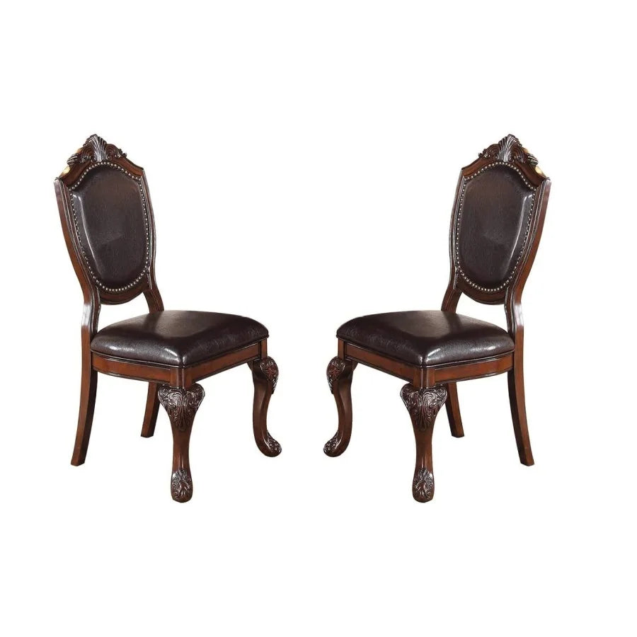 5 Piece Antique Dining Set with Round Table and Side Chairs