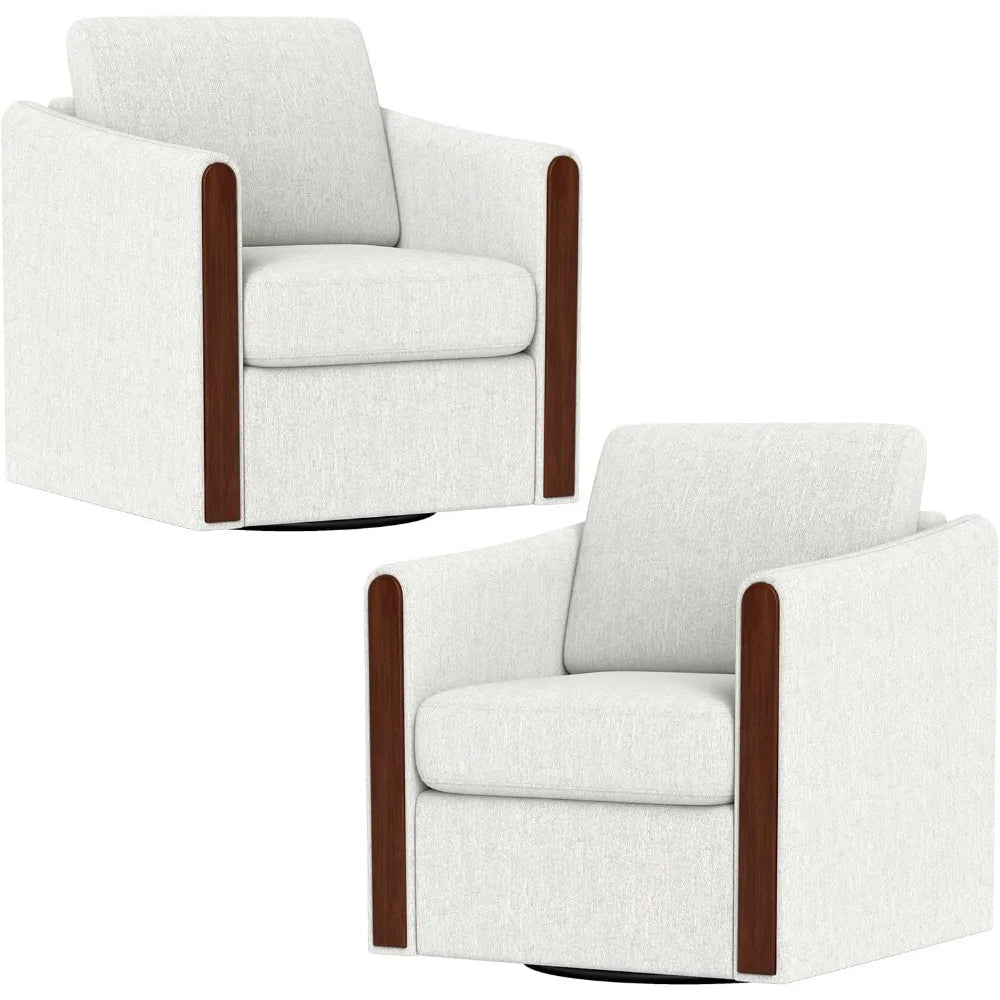Light Grey Swivel Accent Chair Set of 2 Mid Century Modern