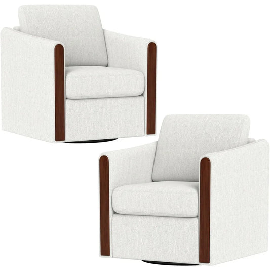 Light Grey Swivel Accent Chair Set of 2 Mid Century Modern