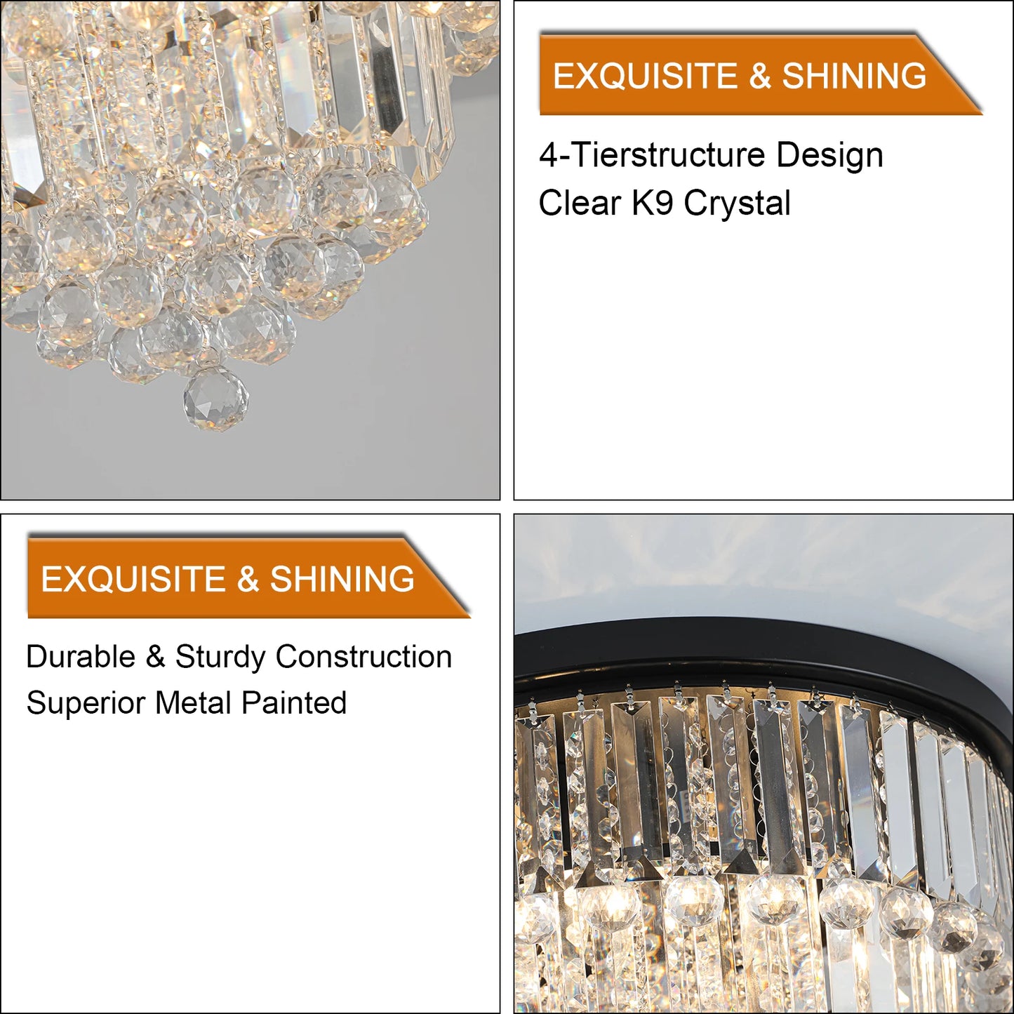 Luxury K9 Crystal Black Chandelier Ceiling Light Fixture