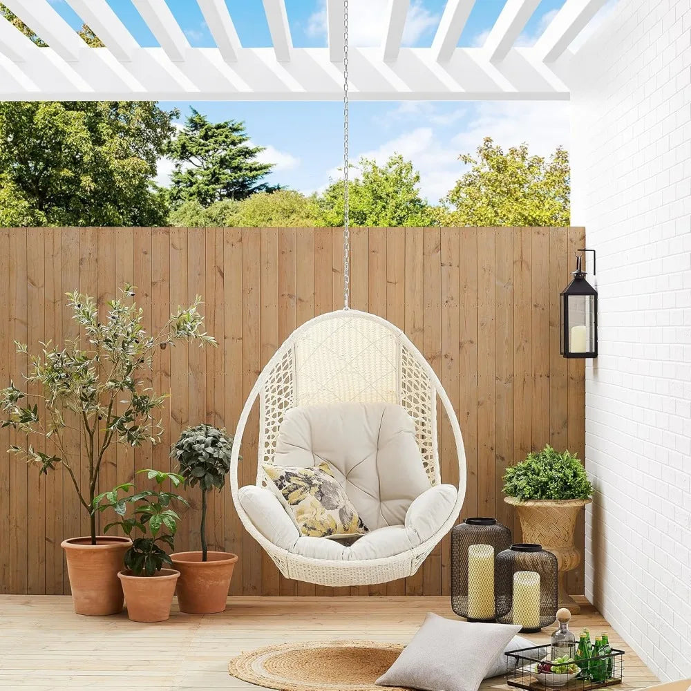 Ulax Furniture Hanging Egg Chair With Beige Cushion For Relaxation