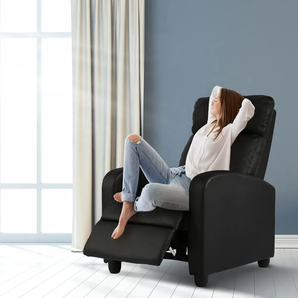 Massage Recliner Chair with Footrest Soft PU Leather Black