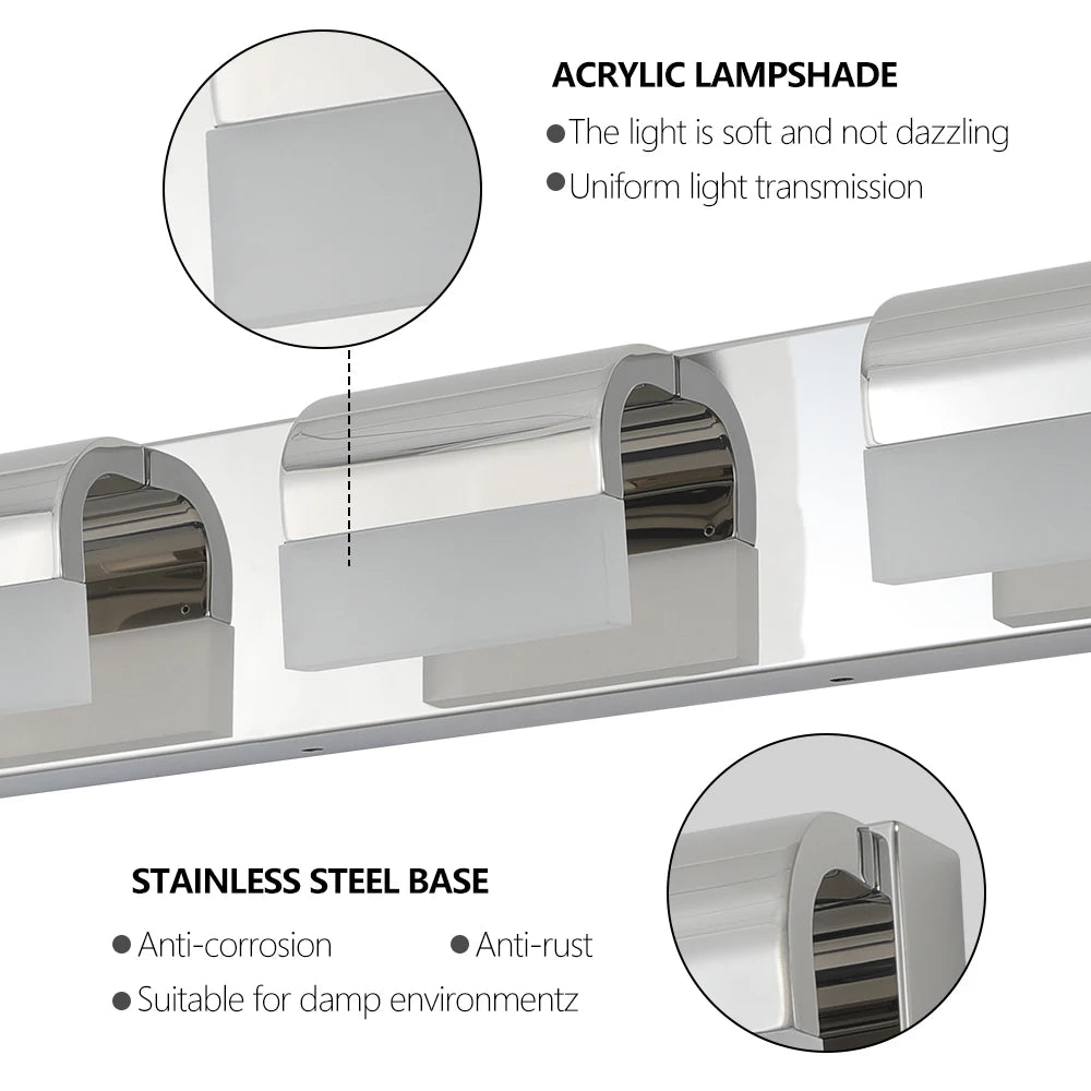 3-Light LED Bathroom Vanity Lighting for Over Mirror Use