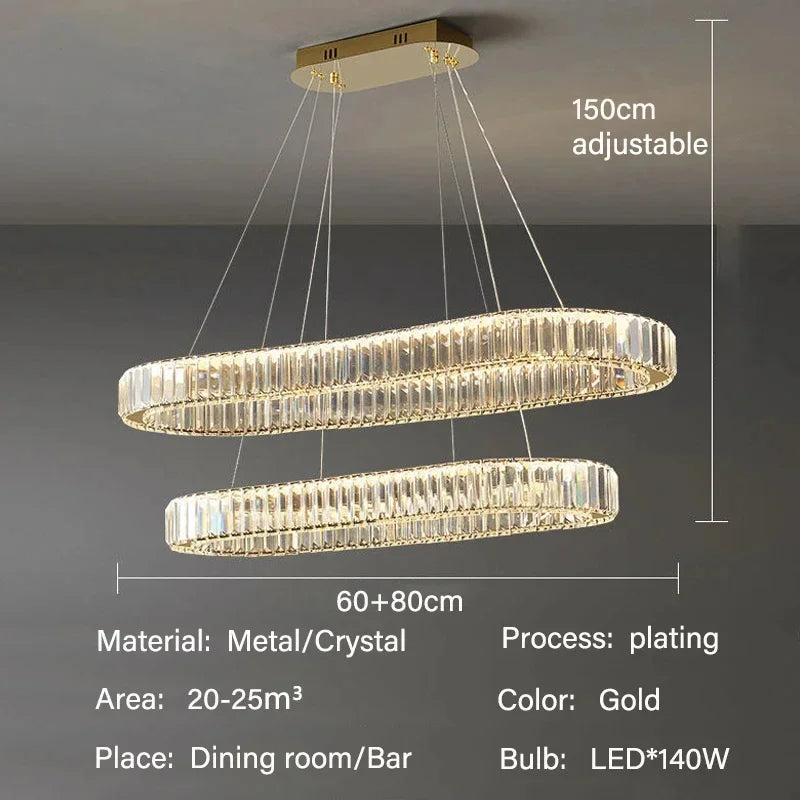 Luxury LED Pendant Light Modern Crystal Chandelier Ceiling Lamp