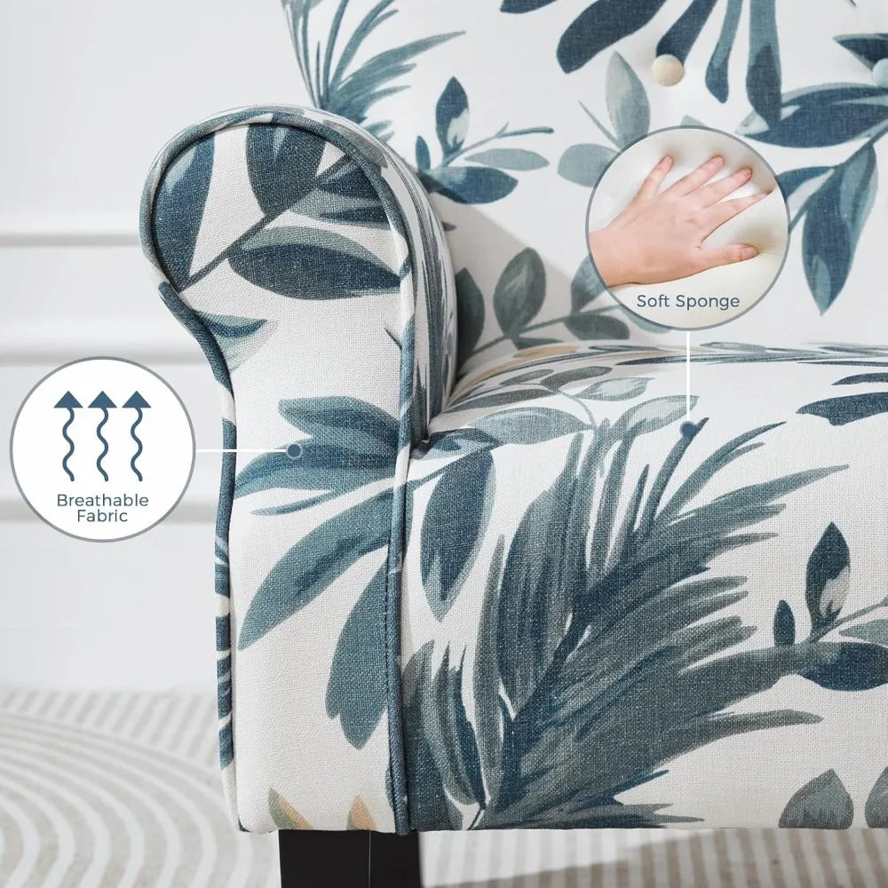 Mid Century Modern Wingback Arm Chair with Wood Legs