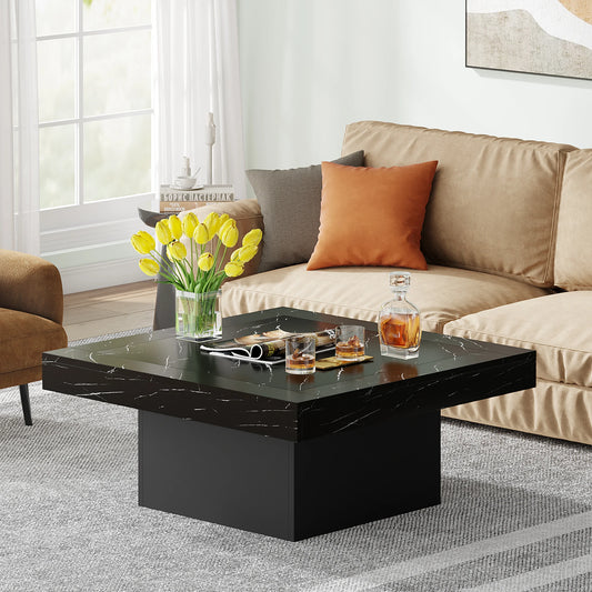 Tribesigns Square LED Coffee Table in Grey and White Finish