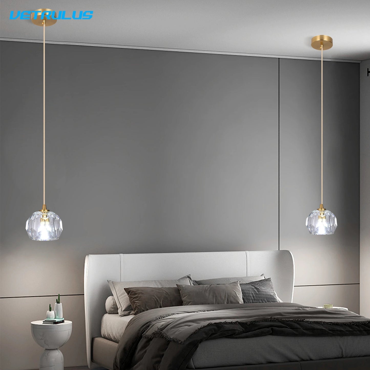 Modern LED Crystal Pendant Light for Kitchen and Bedroom Decor