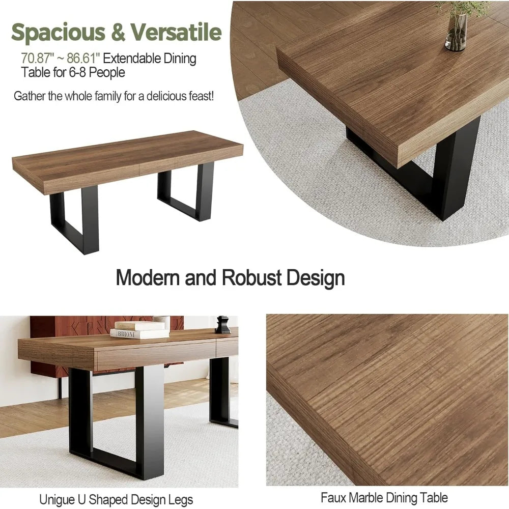 Farmhouse Rustic Extendable Dining Table for 8 to 10 People