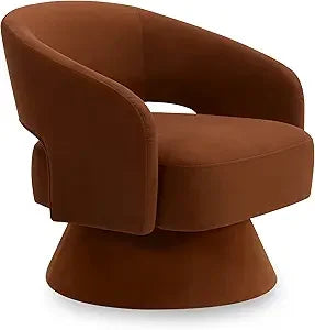 Burnt Orange Velvet Swivel Accent Chair for Living Room