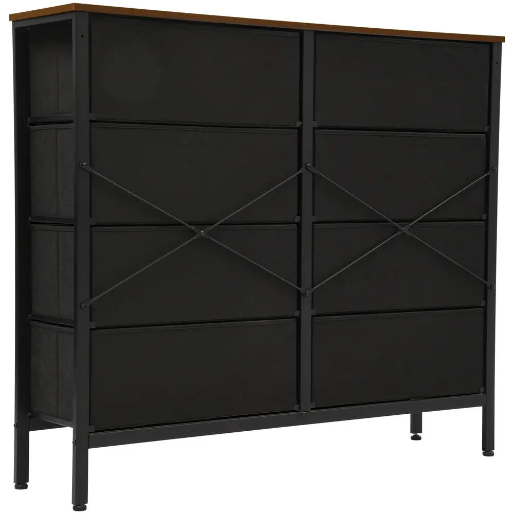 Rattan Woven Dresser 8 Drawer Chest of Drawers for Bedroom Storage