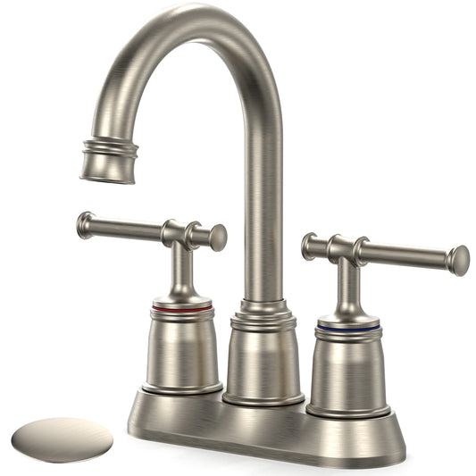 Brushed Nickel Bathroom Faucet with 360 Degree Swivel Spout