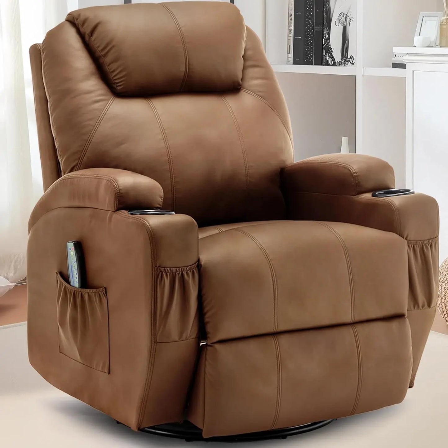 Comfortable 360 Degree Swivel Rocker Recliner with Massage Heat