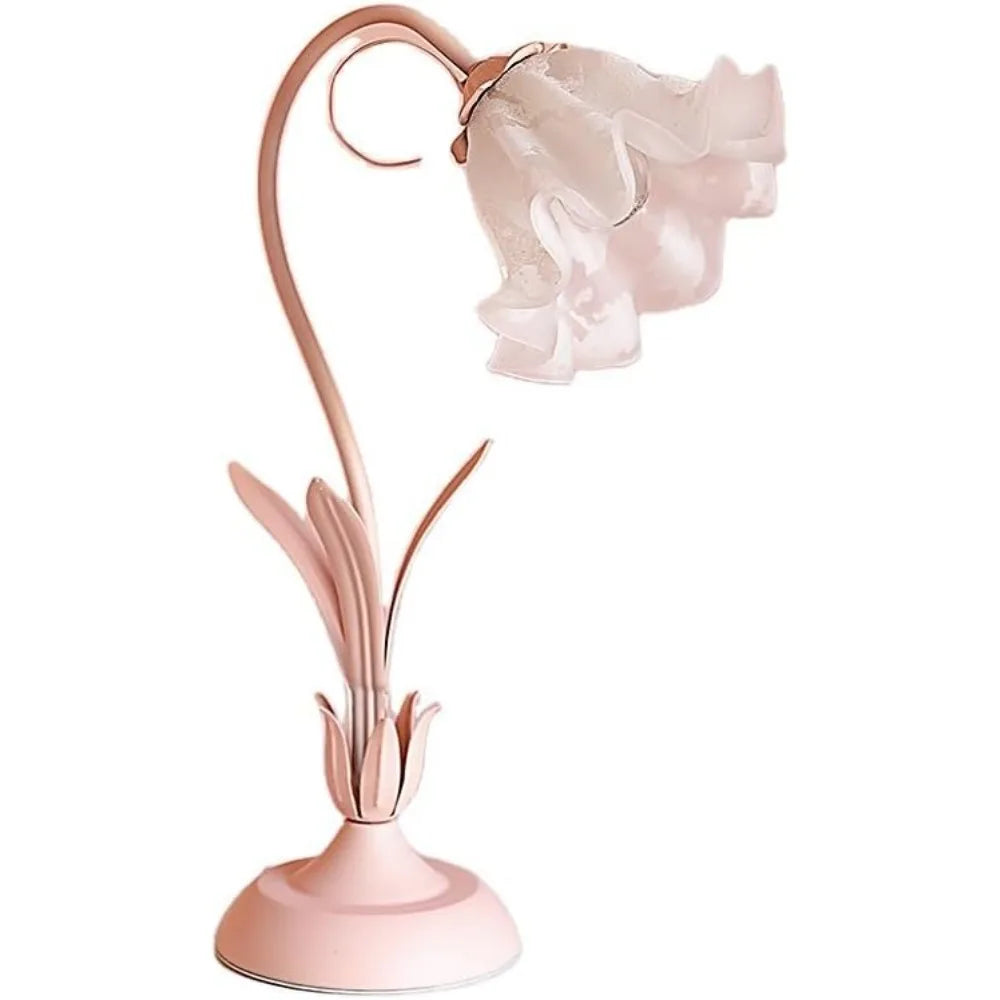 Lily Flower Shaped LED Desk Lamp with Bent Glass Shade