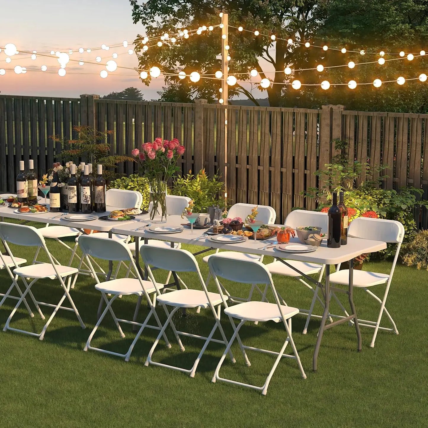 20 Pack White Folding Chairs for Events Indoor Outdoor Use