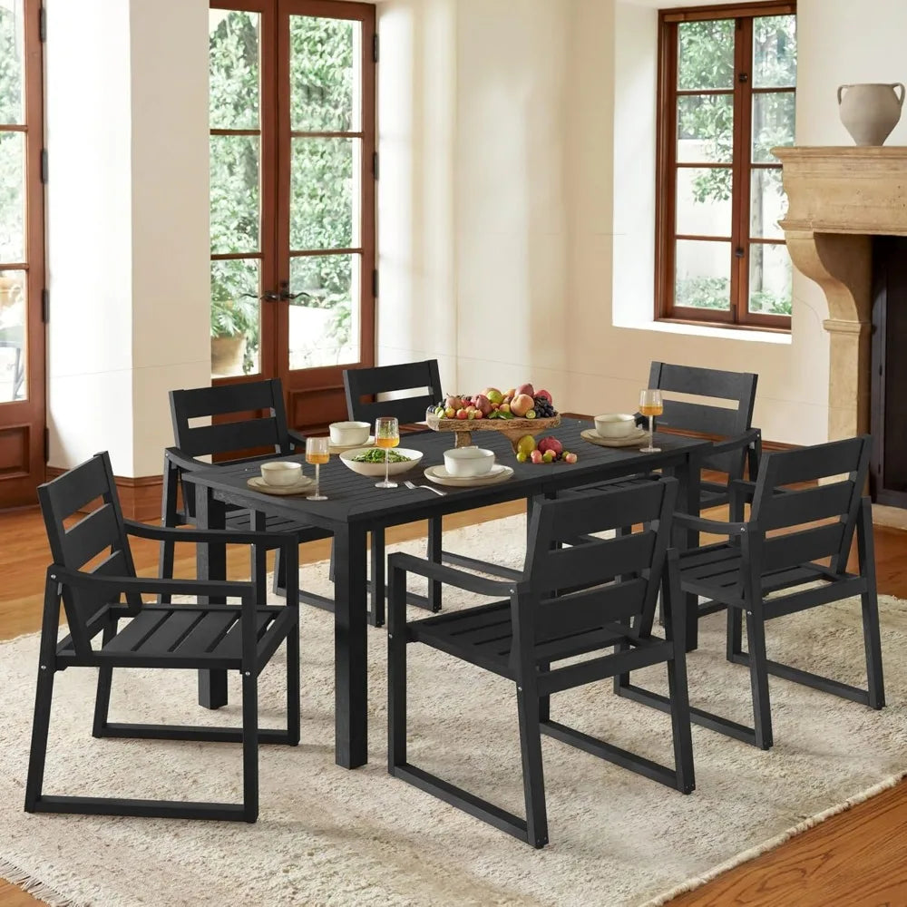 Black 5-Piece Patio Table and Chairs Set for Outdoor Dining