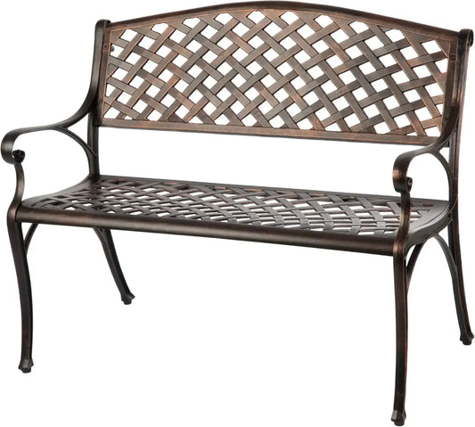 Patio Sense Lightweight Aluminum Garden Bench in Antique Bronze