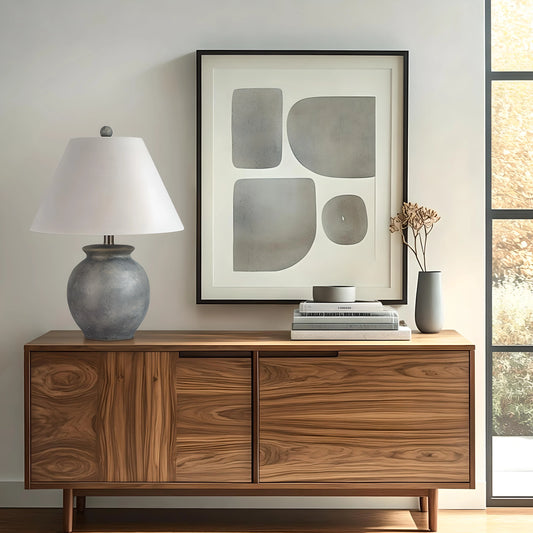 21 Inch Rustic Ceramic Table Lamp in Distressed Grey and Black