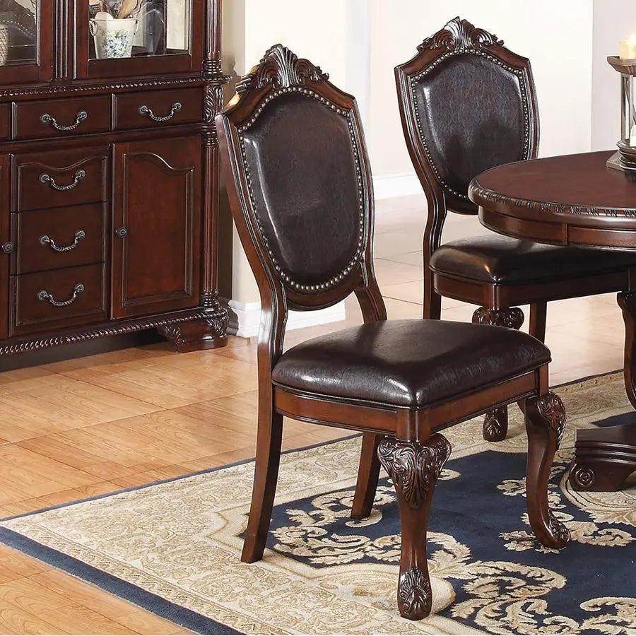5 Piece Antique Dining Set with Round Table and Side Chairs