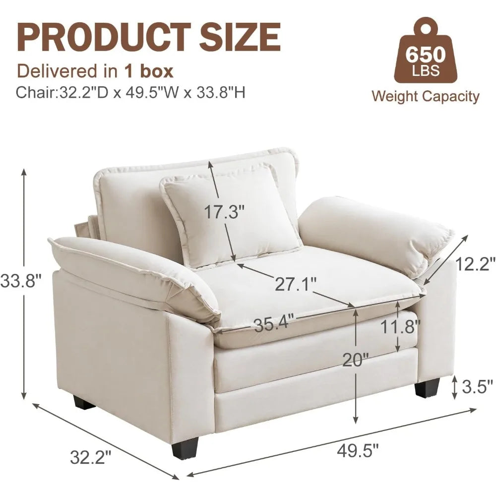 Oversized Velvet Accent Chair with Upholstered Armrests