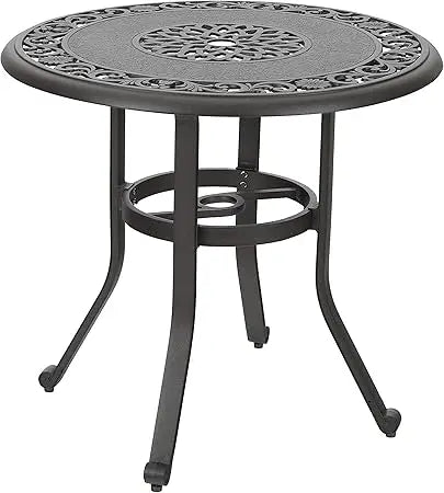 Cast Aluminum Patio Dining Set for Six with Umbrella Hole