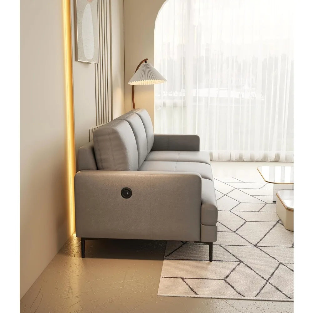 Luxury Leather Contemporary Sofa with USB Charger for Living Room
