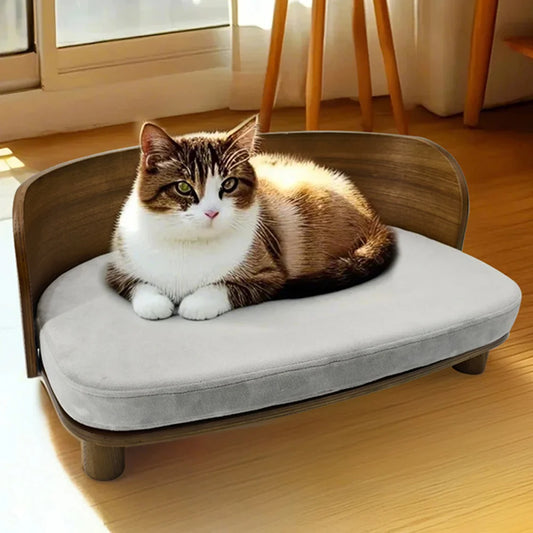 Elevated Dog Bed with Solid Wood Legs and Washable Cover