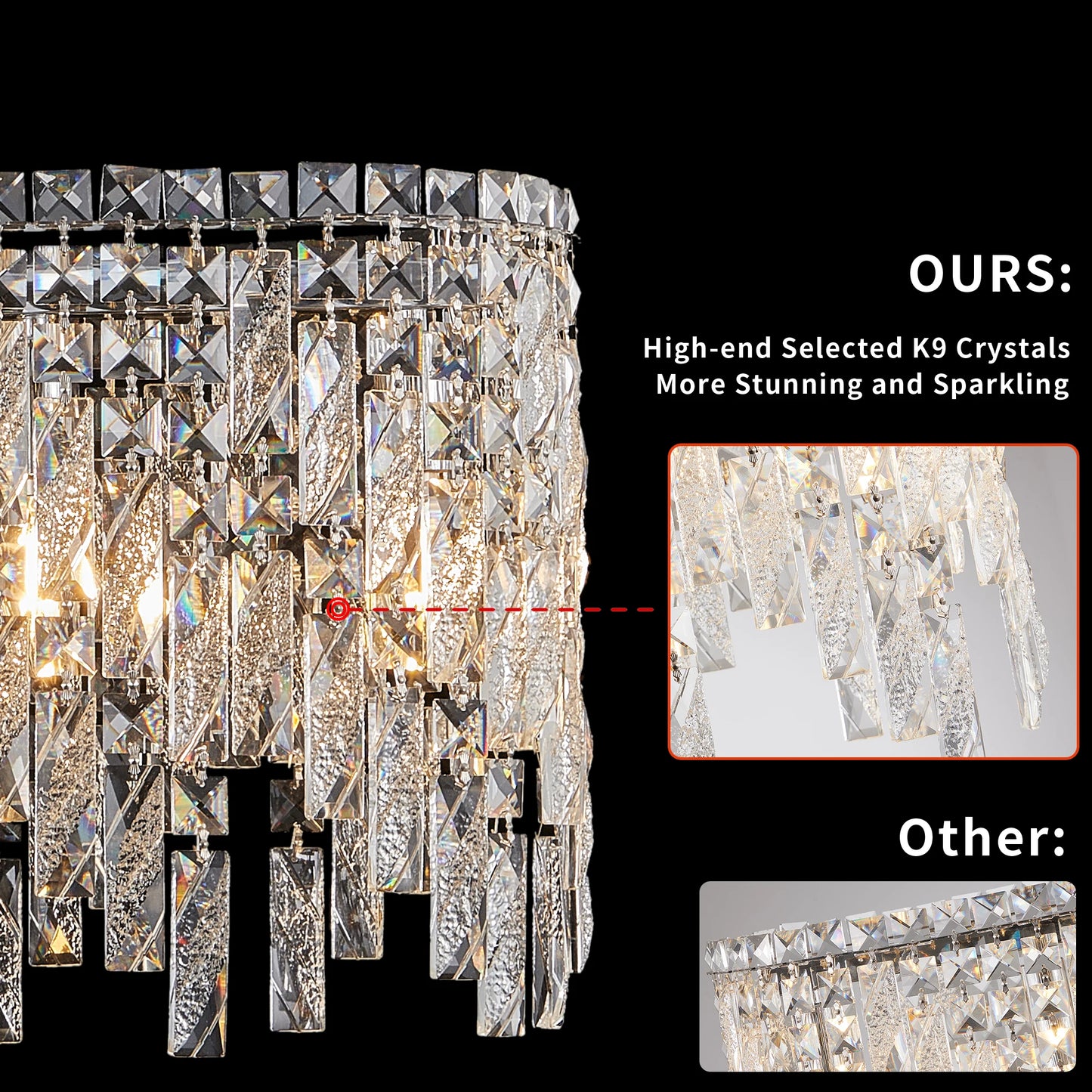 Silver Elegant Oval Crystal Chandelier Modern Ceiling Light